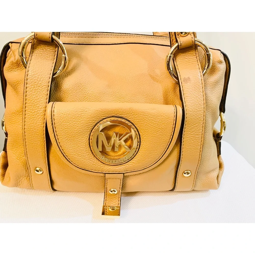 MICHAEL KORS Leather Fulton Caramel Satchel